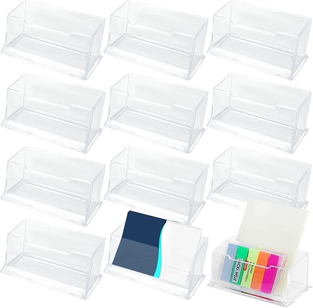 Liwein 10 Pack Business Card Holder, Transparent Acrylic Card Display Plastic Card Stand Acrylic Card Holders for Desk Tidy Office Accessories Business Card Holder