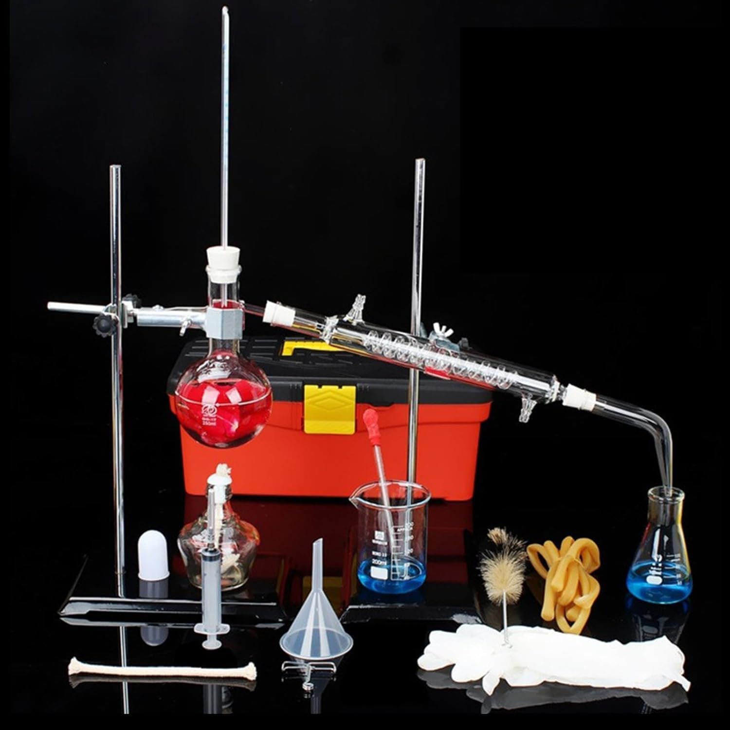 Kit De Aparato De Destilación 250 Ml,destilación De Destilación para Hacer Su Propio Aceite Esencial,Aparato De Destilación De Aceite Esencial Kits De Cristalería De Laboratorio
