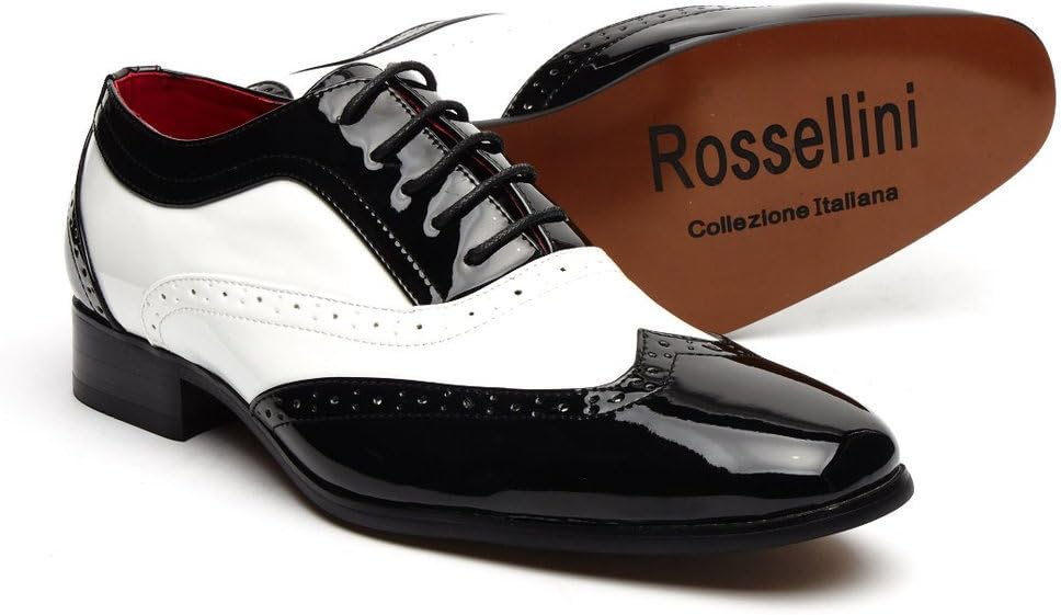 1940's Mens Black Italian Vintage Party Pointed Oxford Broque Shoes Black-Borsalino