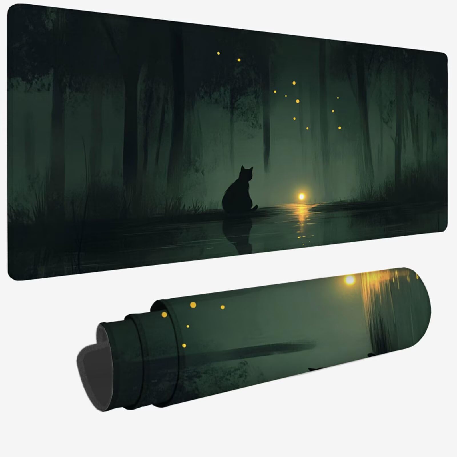 Podkładka pod mysz XXL 900 x 500 x 3 MM, duża zielona podkładka pod mysz z wodoodporną i gumową antypoślizgową podkładką pod kot pod ręką zszyte krawędzie, poprawia precyzję i szybkość dla gracza W