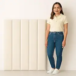 Cabeceira Estofada Modular Alta para Cama Box King/Queen/Casal – Kit de Módulos 120x20cm, Vários Tamanhos e Cores(Off white,King - 10 Placas)