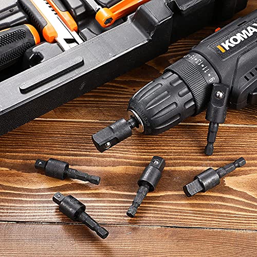 Image of 3Pcs 1 /4 inch 3 /8 inch 1 /2 inch Bits 360Rotatable,Impact Grade Socket Adapter /Extension Set Turns Power Drill Into High Speed Nut Driver,for Cordless Drills Ratchet Extension,Universal Socket Wrench Adapter Set