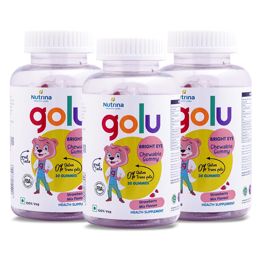 Nutrina Health Labs Golu Bright Eye Gummies For Kids (5-13 years) Vegetarian | With Omega 3(DHA - Algai) | Promotes Better Eye Health and Reduces Strain, Sharper Brain | 90 Gummies (3 Bottles of 30 gummies) (B0CKW7Y1TB) Amazon Price History, Amazon Price Tracker
