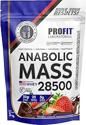 Hipercalóricos Anabolic Mass 28500 Bulking Refil 3kg- Profit Laboratórios (3000g, Chocolate com Morango)