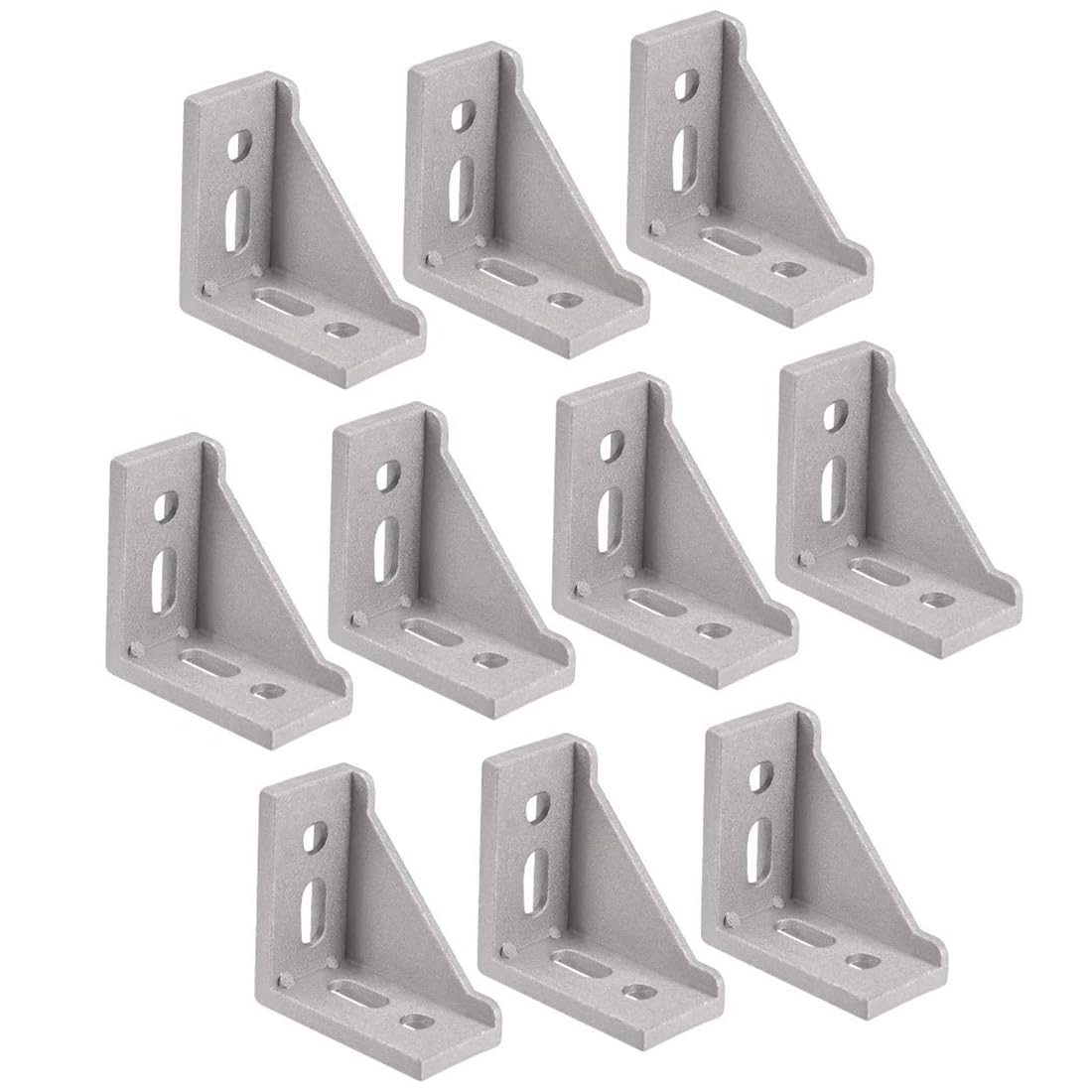 TA-VIGOR 10 Pcs Angle Corner Bracket Gusset 60mm x 60mm for 3030 Series Aluminium Extrusion Inside Corner Support, Silver