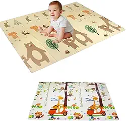 Tapete Infantil Tatame Emborrachado Dupla Face - Super Macio, Térmico e Dobrável 2,00 x 1,50 mts x 1 cm Espessura (Grosso) (URSO 1CM ESPESSURA)