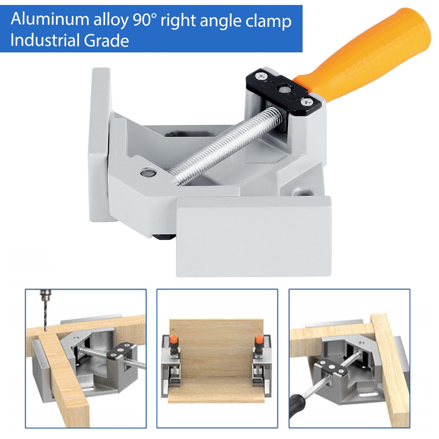 Lot de 4 Pince à Angle Droit 90 Degrés, Serre Joint Menuisier, Pince de Serres-Joints Mâchoire Pivotante Réglable, Outils à Mainpinces d'Angle pour Bois, Métal, Verre