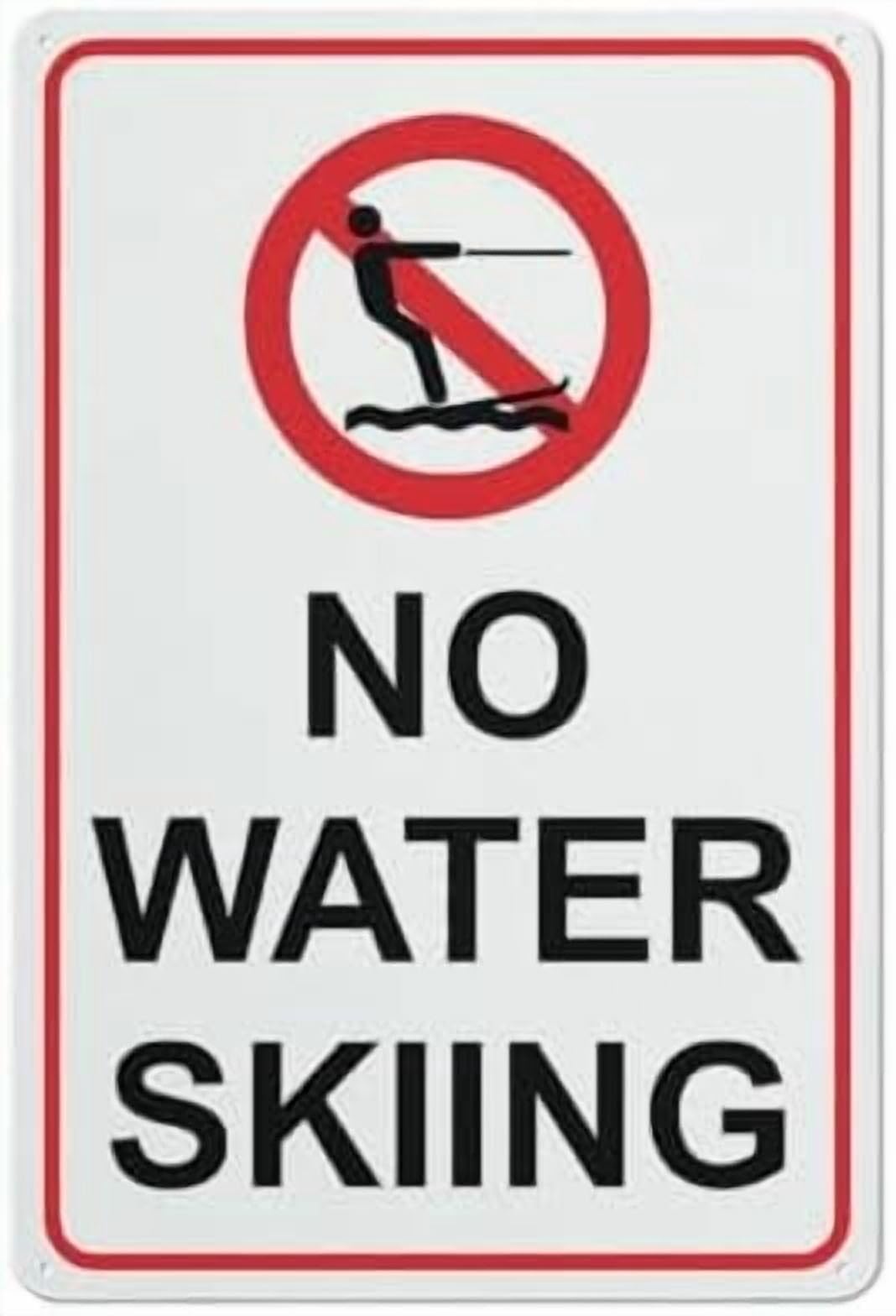 (2-Pack) Metal Tin Sign No Water Skiing Sign 8X12 Inch Rust Free Easy To Read & Sturdy Keep Out Outdoor Signs For Home Farm Yard