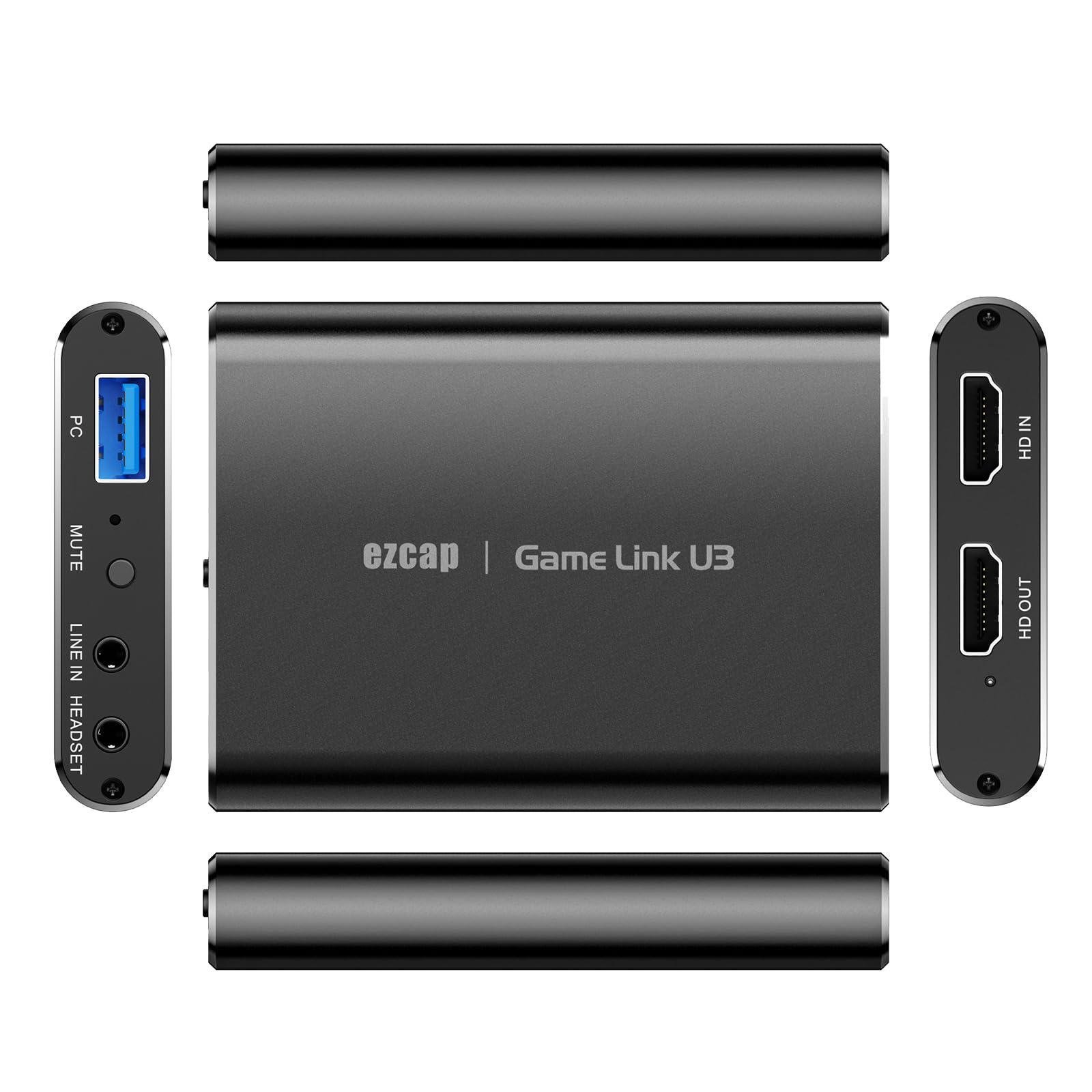 docooler 371 Game Link U3 Boîte de capture vidéo 4K Loop Out 1080p h-D Boîtier d'enregistrement USB 3.2 Audio Vidéo Convertisseur Prend en charge MIC IN LINE IN Plug and Play pour TV Box Computer Game