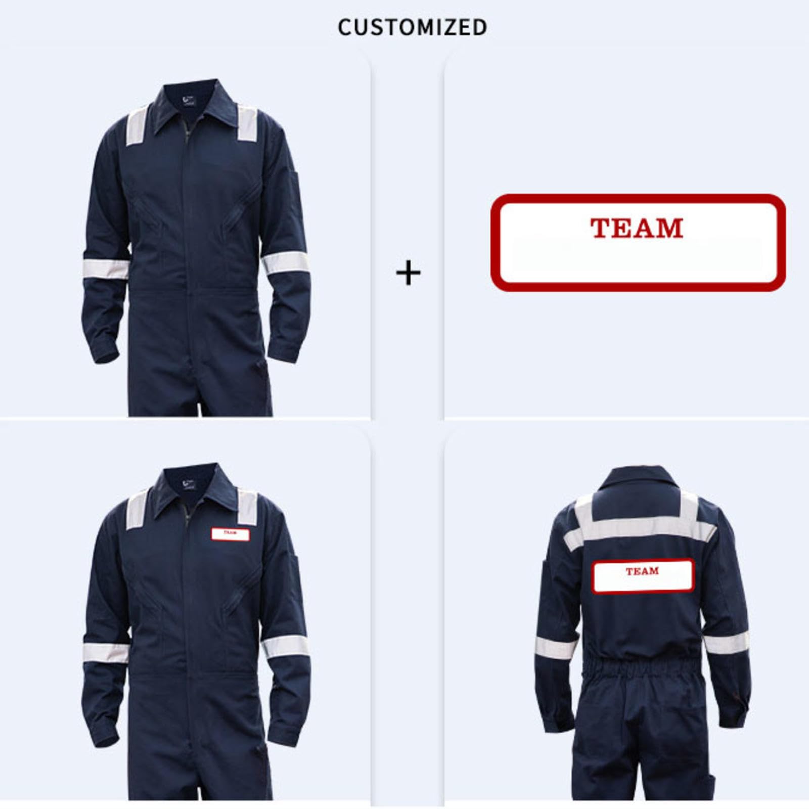 Logo Personnalisé Combinaisons en Pur Coton Personnalisé Hommes Femmes Travail Réfléchissant Global Mécanicien Réparation Soudeur Sécurité Vêtements