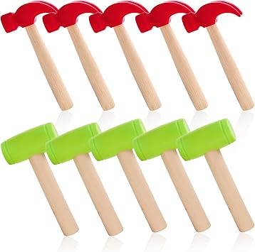 Kids Hammer Toy, 10 Pack, School Game Supplies | Small Simulation Maintenance Tools, Pretend Play Educational Toys for Teens Girls Boys