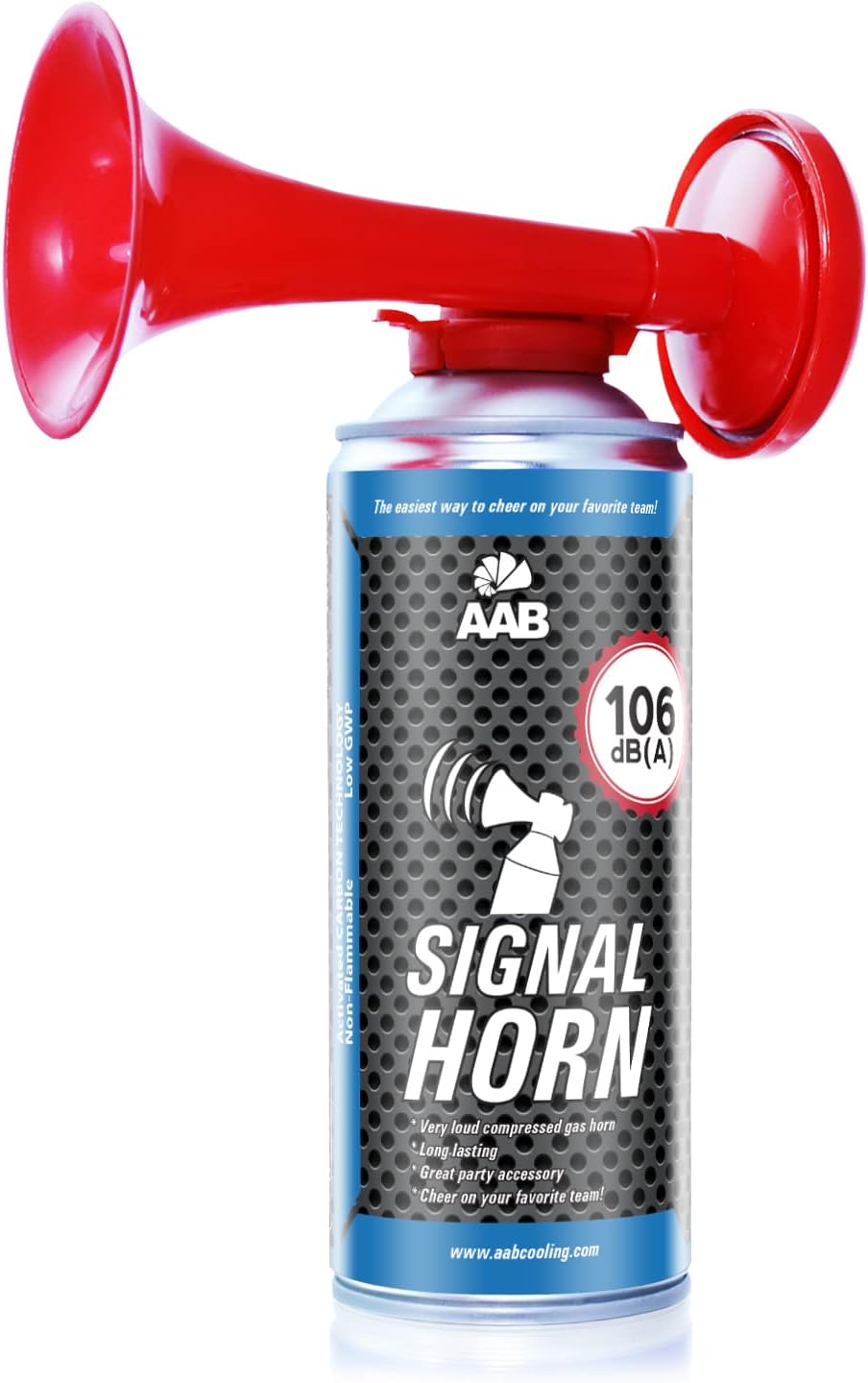 1x AABCOOLING Signal Horn 106 dB(A) Non-flammable Product-Up to 120 Short Sound Signals, Loud Hailer, Stadium Horn, Siren Horn, Long Lasting Party Air Horn, Sport Accessory, Klaxon, Fan Noisemaker