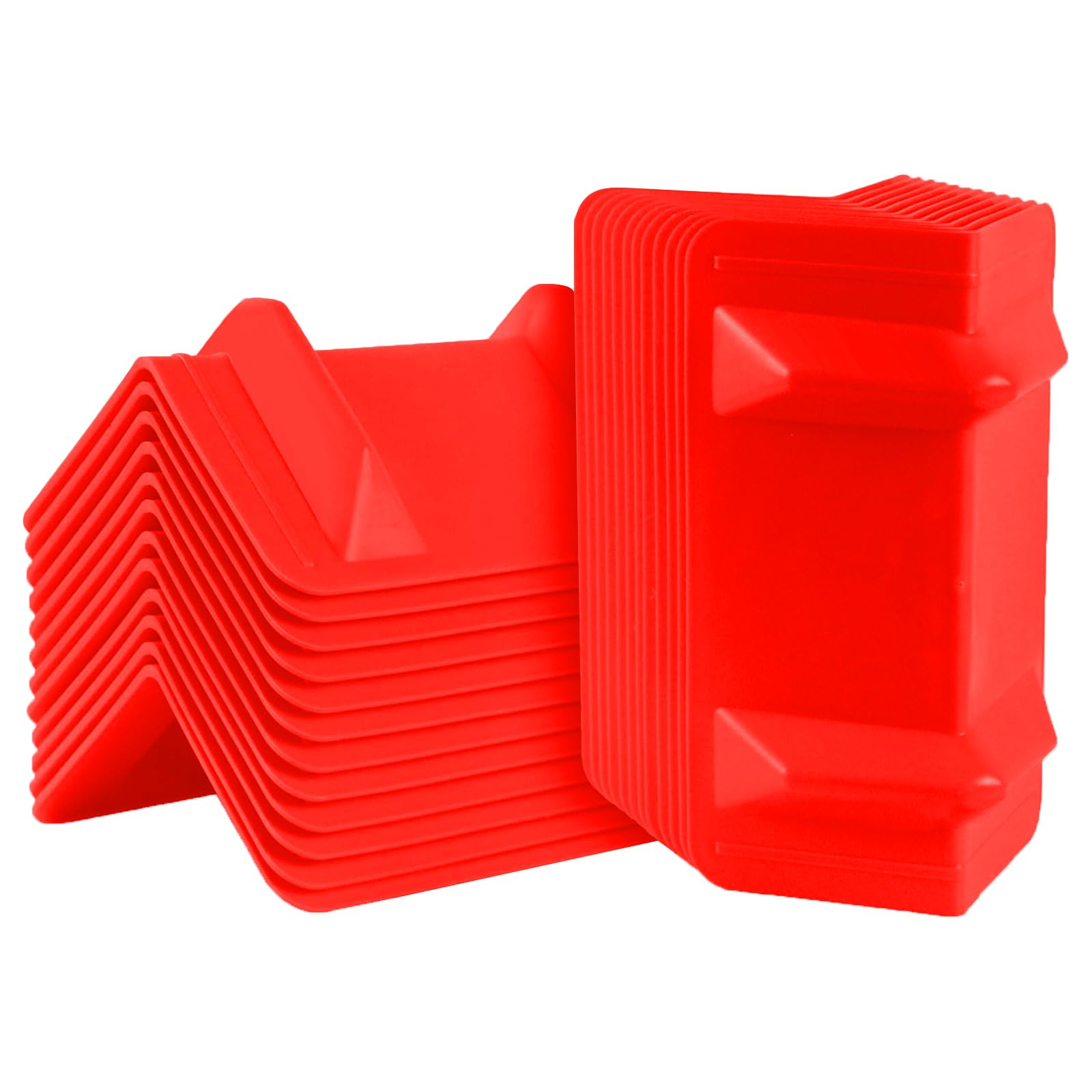 Confezione da 24 protezioni angolari piatte per spedizioni merci, protezioni in plastica per cinghie a cricchetto, protezioni angolari per cinghie, rosso