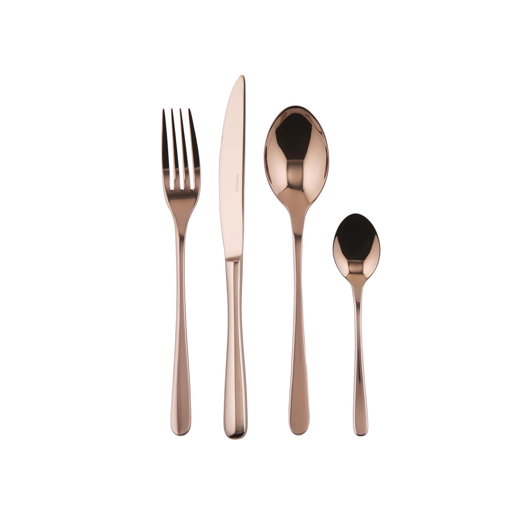 Sambonet 52553C81 - Taste Set di Posate da Tavola per 6 persone, 24 pezzi in Acciaio Inox finitura PVD : 6 forchette, 6 cucchiai, 6 coltelli, 6 cucchiaini da tè, Lavabili in lavastoviglie, Copper