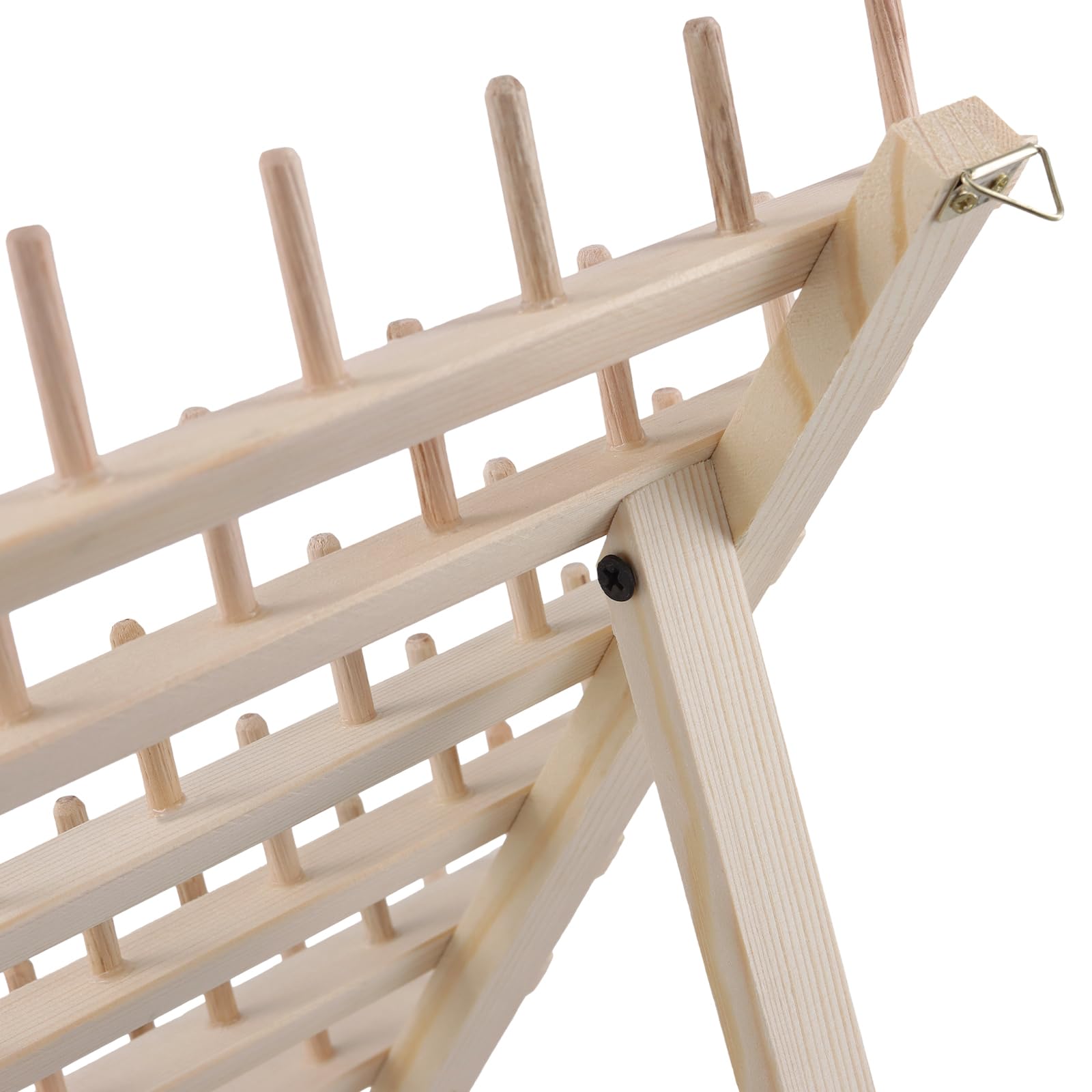 FUNSUEI Juego de 2 Soportes de Madera para Carretes de Hilo, 60 Bobinas con Ganchos, Organizadores para Almacenamiento de Bordados, Costura y Hacer Colchas