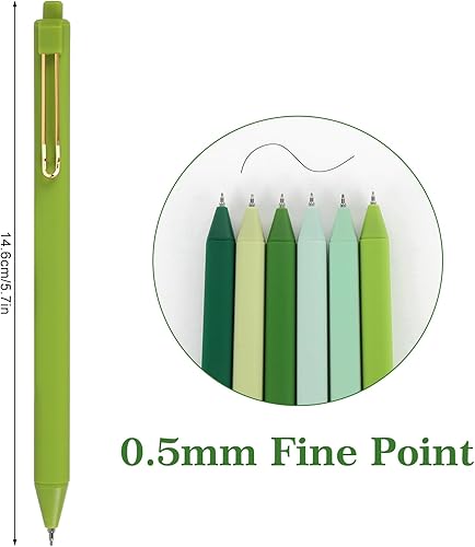 Miniatura 2 de Whaline 12 bolígrafos de gel de tinta negra, bolígrafos retráctiles de color verde degradado, bolígrafos de escritura de punta fina de 0.020 in,