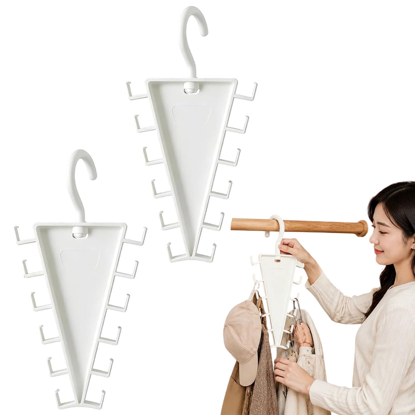 V Shape Double-Sided Closet Organizer Hanger - Ultimate Space Saver Magic Hanger for Wardrobe,Anti-Slip Clothes Organizer for T-Shirts, Belts, and Bras, Dorm Room Essentials (2pcs)