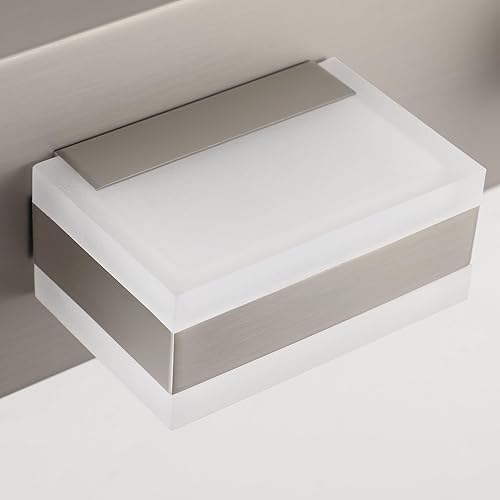 Miniatura 8 de SOLFART Lámpara de tocador de baño de 5 luces de níquel cepillado para tocador de baño sobre espejo, luces LED para baño, níquel