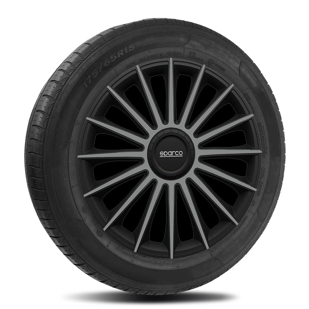 Set 4 copricerchi 16" pollici copriruota auto Treviso SPC1693BKGR nero grigio
