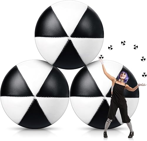 Shappy Paquete de 3 bolas de malabarismo de 2.36 pulgadas, 3 onzas, bolas de circo suaves con diseño de 6 paneles, fácil de agarrar para