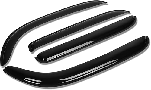 DNA Motoring WVS-T2-0071 - Deflector de ventana de ventilación de humo oscuro, protector contra la lluvia y el sol (4 unidades), paquete de 1