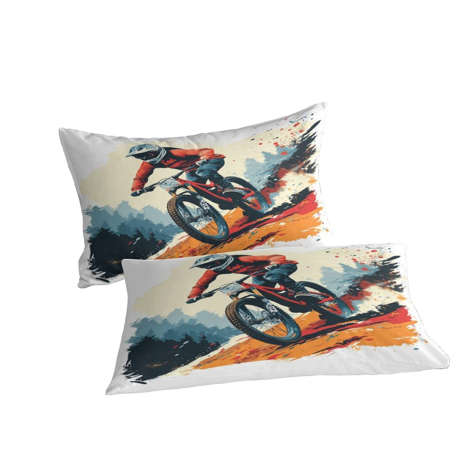 Stampato in 3D bicicletta Copertina Stampata Microfibra Disegnata Biancheria Da Letto Ipoallergenico Con 2 Federe,Double（200x200cm）, Per Adolescenti E Adulti