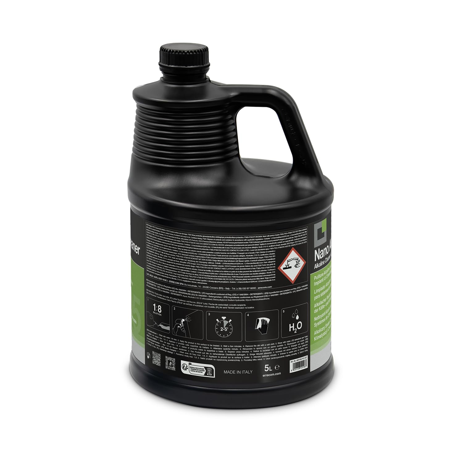 Errecom Nano Alkaline Cleaner, Limpiador Alcalino Unidad Externa para sistemas de aire acondicionado y refrigeración, Fórmula Concentrada 10 L (2 x 5 L)