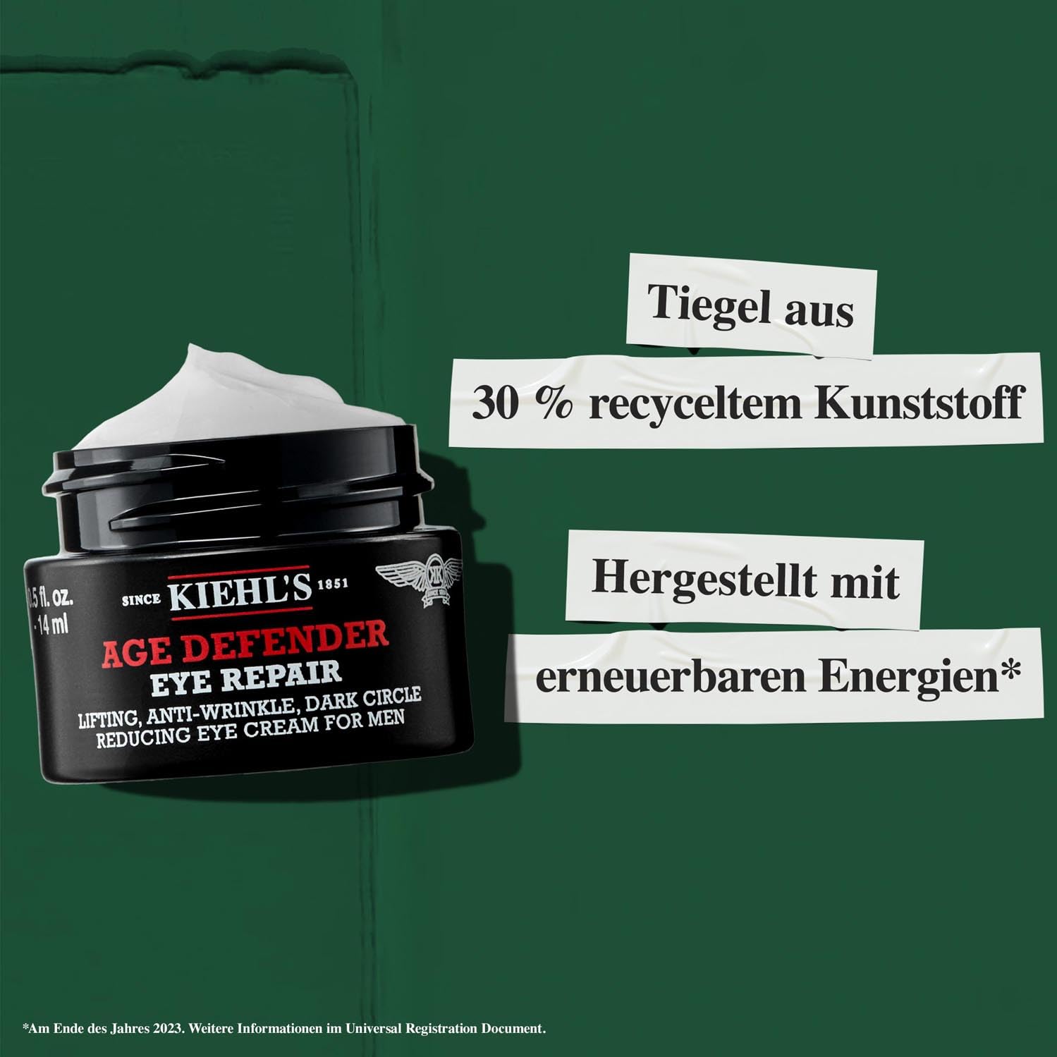 KIEHL'S Age Defender Eye Repair, 14 ml, revitalisierende Anti-Aging-Augencreme für Männer, All-in-One-Augenpflege bei müden Augen, Krähenfüßen und Augenringen, Mit Lifting-Effekt