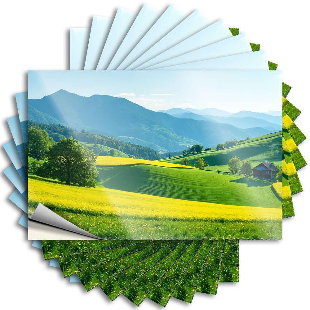 Punk, Tattoos Window A Picturesque Landscape with Rolling Green Hills, Vibrant Yellow Fields | Hunting Books(12X18CM)