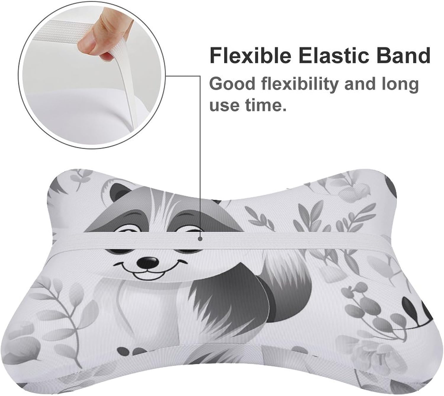 Cute Raccoon 2 Pack Car Neck Pillow Car Headrest Soft Car Pillow for Most Cars