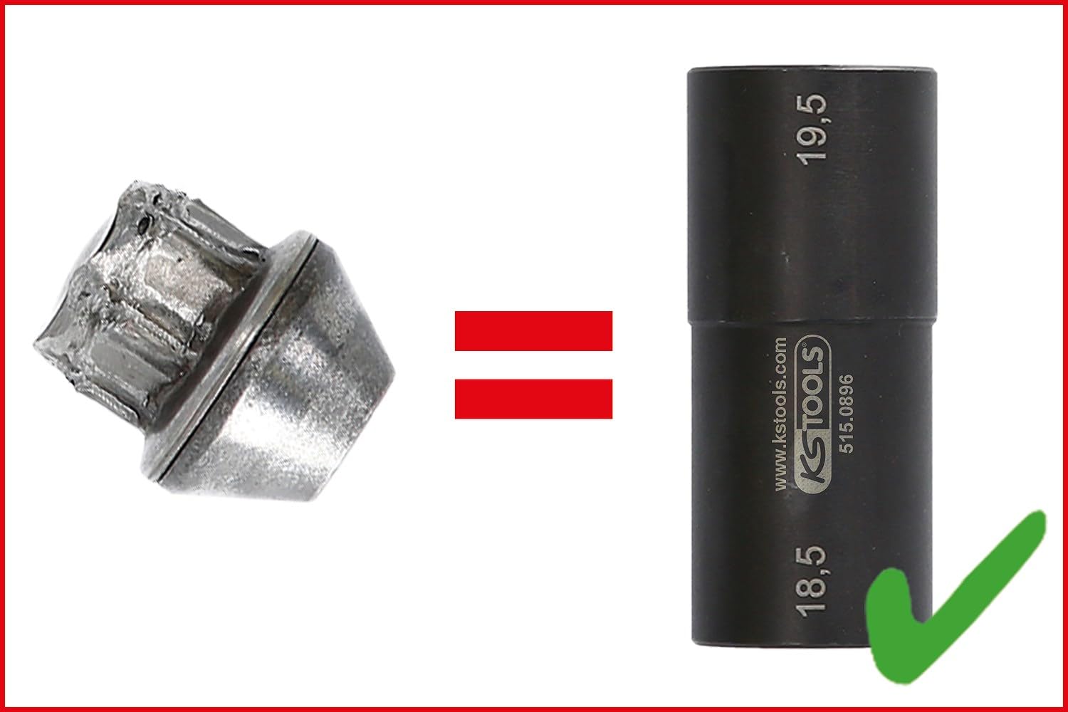 KS Tools 515.0895 Juego de llaves de vaso de impacto especiales de 1/2" para llantas de aluminio de Ford, 18,5 / 19,5 / 20,5 / 21,5 mm, 2 pzs