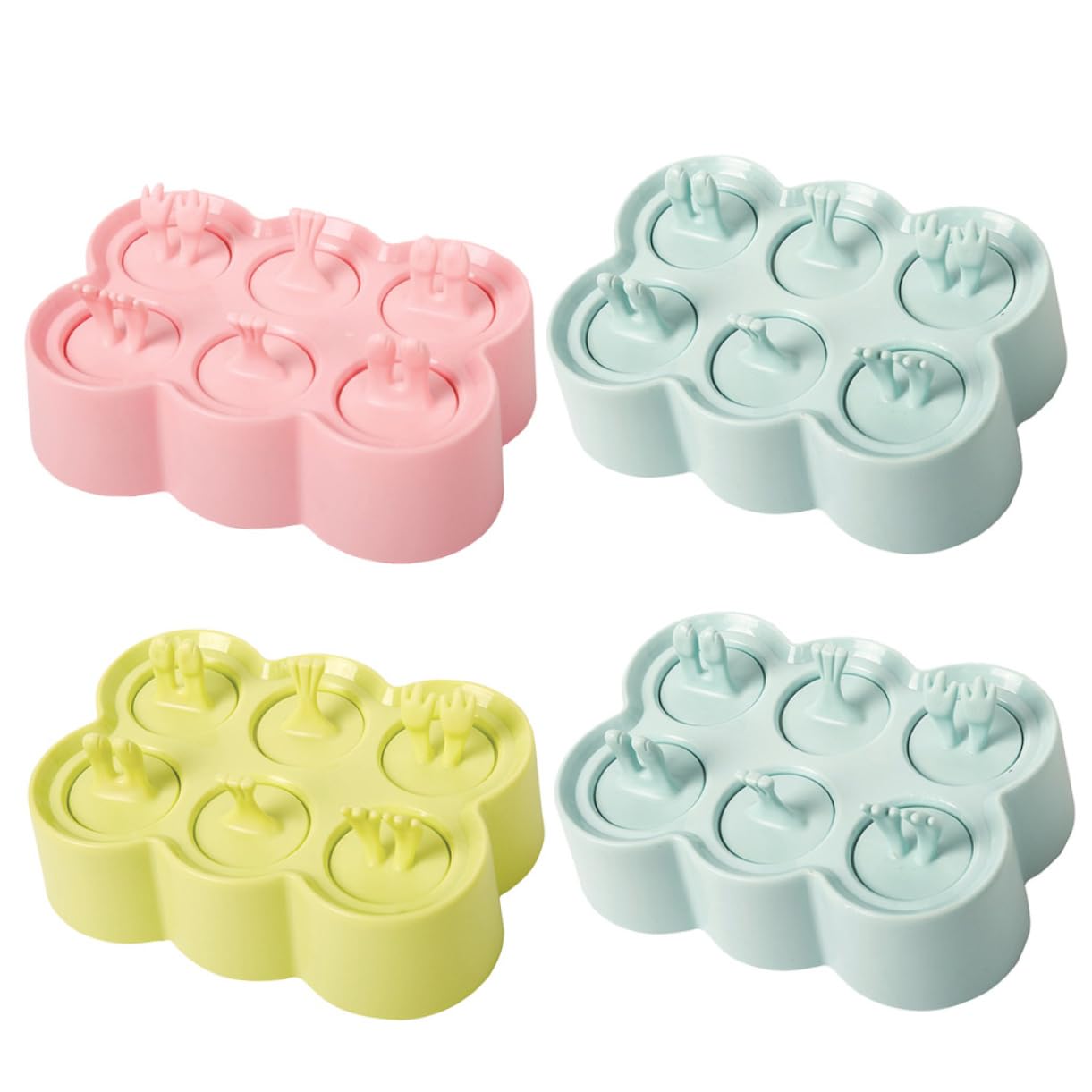 SHOWERORO 4juegos Moldes De Silicona Para Helados De Formas De Animales Perfectos Para Hacer Paletas y Postres Fríos Material Seguro y Duradero Para Verano y Fiestas Infantiles