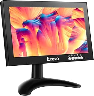 Eyoyo 8 inch Monitor Small Portable HDMI Moniteur 1280x720 16:9 LCD IPS Monitor Screen w/HDMI/VGA/AV/BNC Input for CCTV Security Camera, PC - Metal Housing
