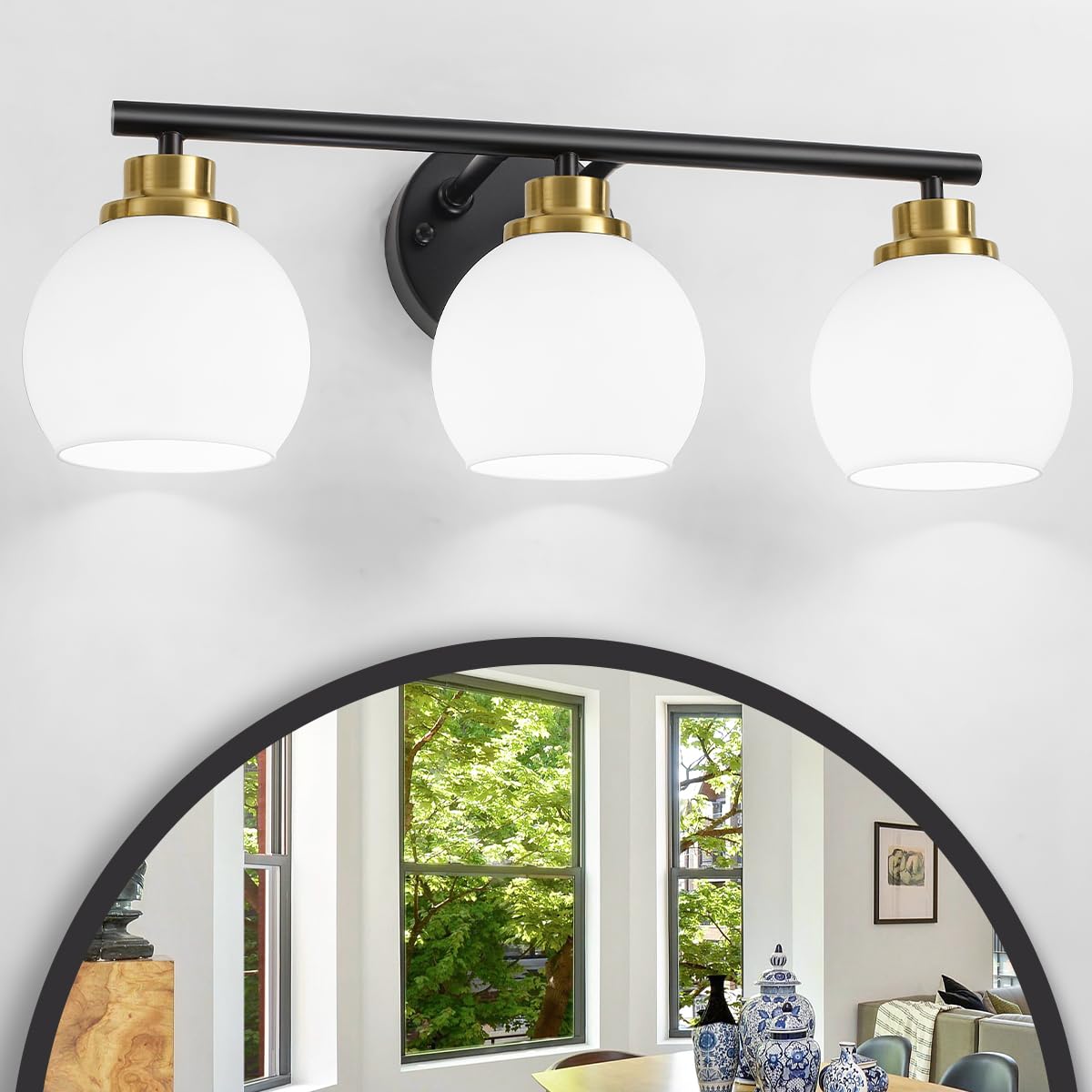 TOULMJ Black Gold Bathroom Light Fixtures Over Mirror, Mid Century ...
