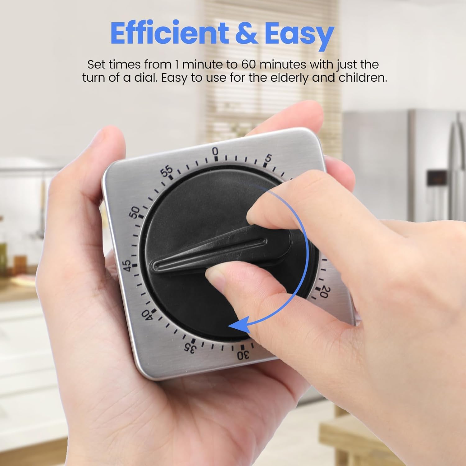 Kitchen Timers, Timer Da Cucina Con Allarme Forte, Non Richiede Batterie, 100% Meccanico - Retro Magnetico, Squisito Corpo in Acciaio Inossidabile - Promemoria Conto Alla Rovescia - Argento