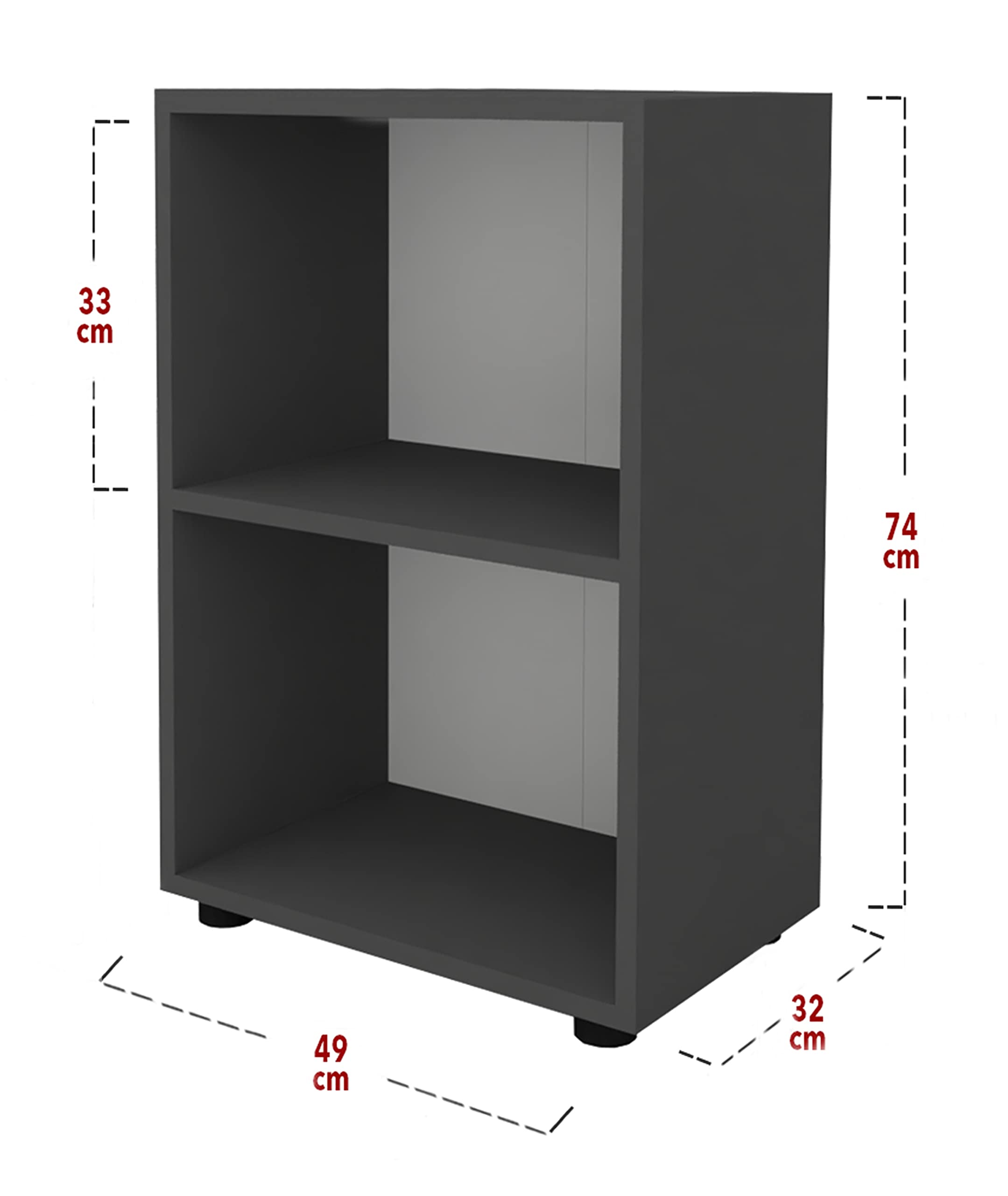 VCM Holzregal stehend | platzsparender Aktenschrank | Maße ca. H. 74 x B. 49 x T. 32 cm | Elegantes Regal | Büroregal – Ulas 2f