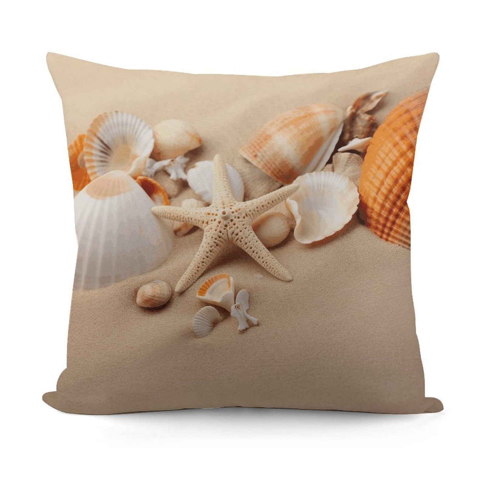 Adfgyerh Style Seashells Starfish On The Sand Decorative Pillow Covers, Throw Pillow Covers Soft For All Seasons, Pillowcases For Couch Living Room Sofa Bedroom 18X18 Inch