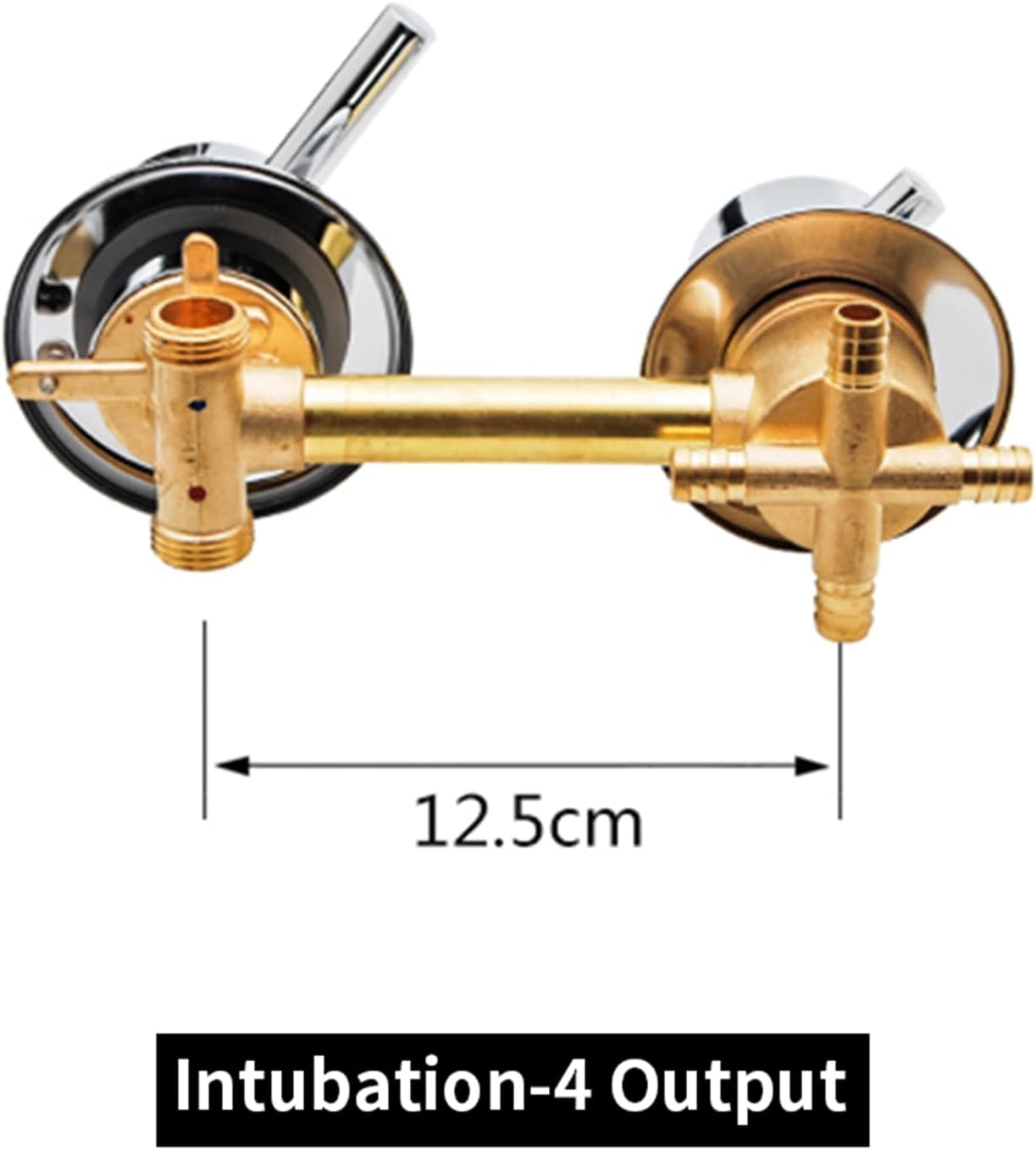 1/2/3/4/5 Water Outlet Hole Distance 10/12.5/14.5cm Brass Shower Faucet Bathroom Intubation Mixer Valve for Shower Cabin Cabinet, Ceramic Cartridge, Thicken Handle (B Intubation 4 Way 12.5cm)