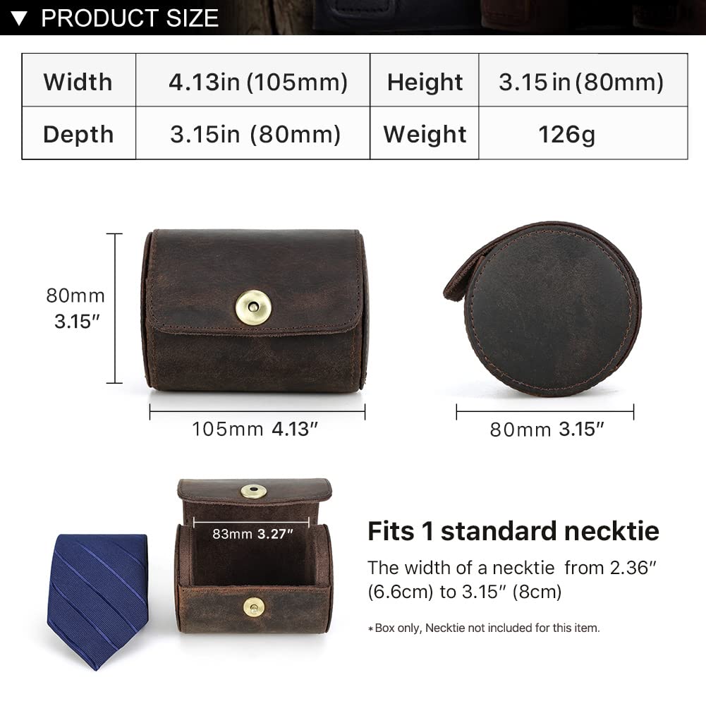 Hiram Boîte de Rangement pour Cravates en Cuir Véritable pour Les Voyages d'affaires Étui à Cravate pour 1 Cravate