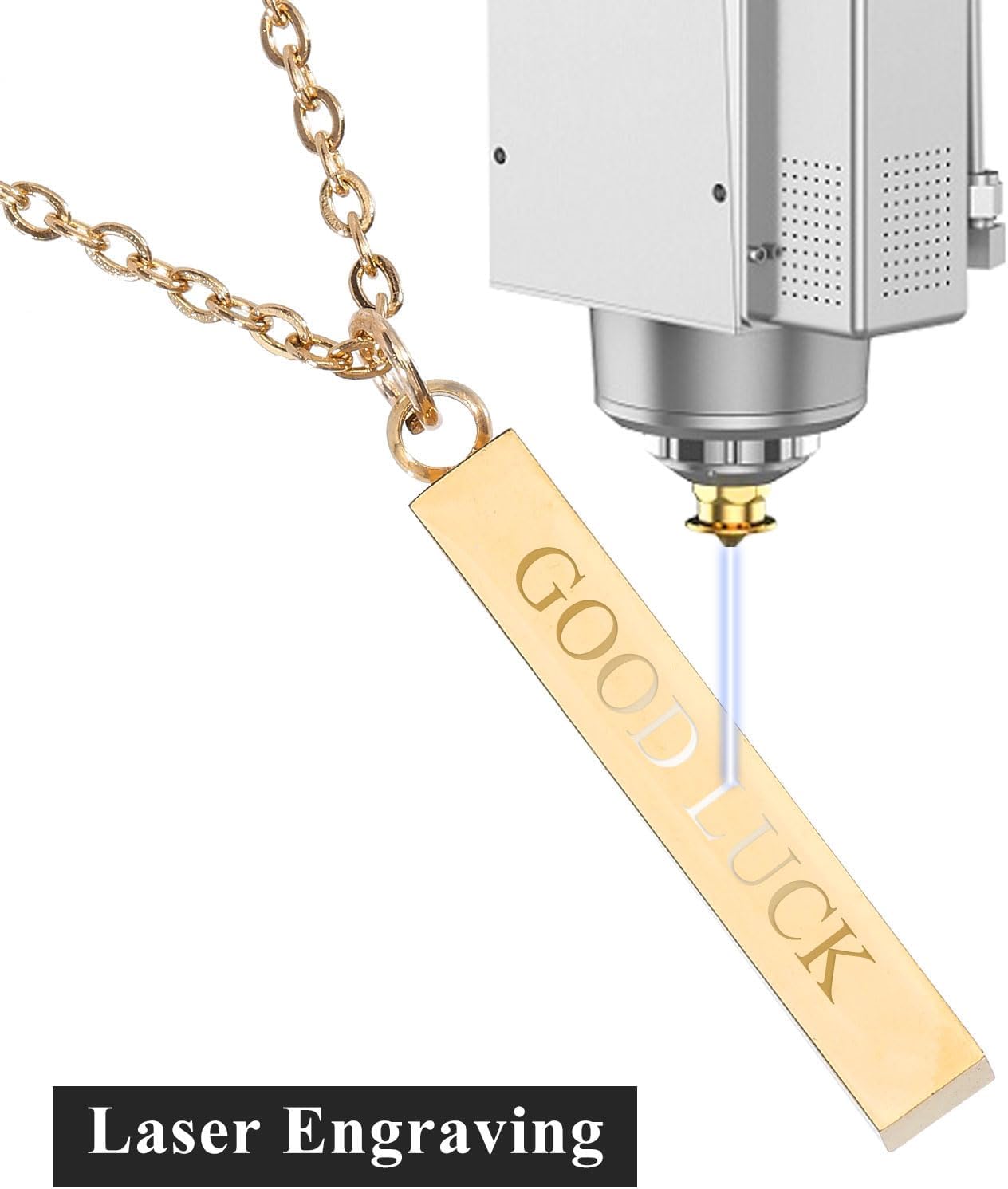 CHGCRAFT Stainless Steel Rectangle Pendant Necklace Blank Charm Necklace Engravable Rectangle Pendants with Chain Bar Pendant Necklace Birthday Gift - Image 5