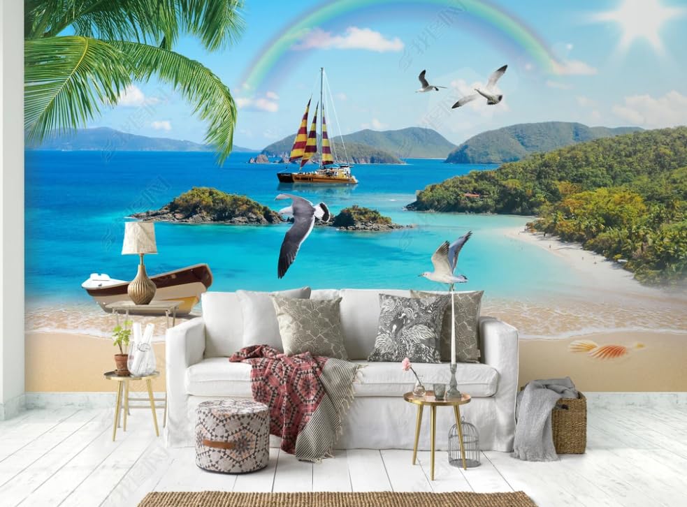 Papier peint intissé mer paysage de plage poster géant mural déco salon chambre 200x140