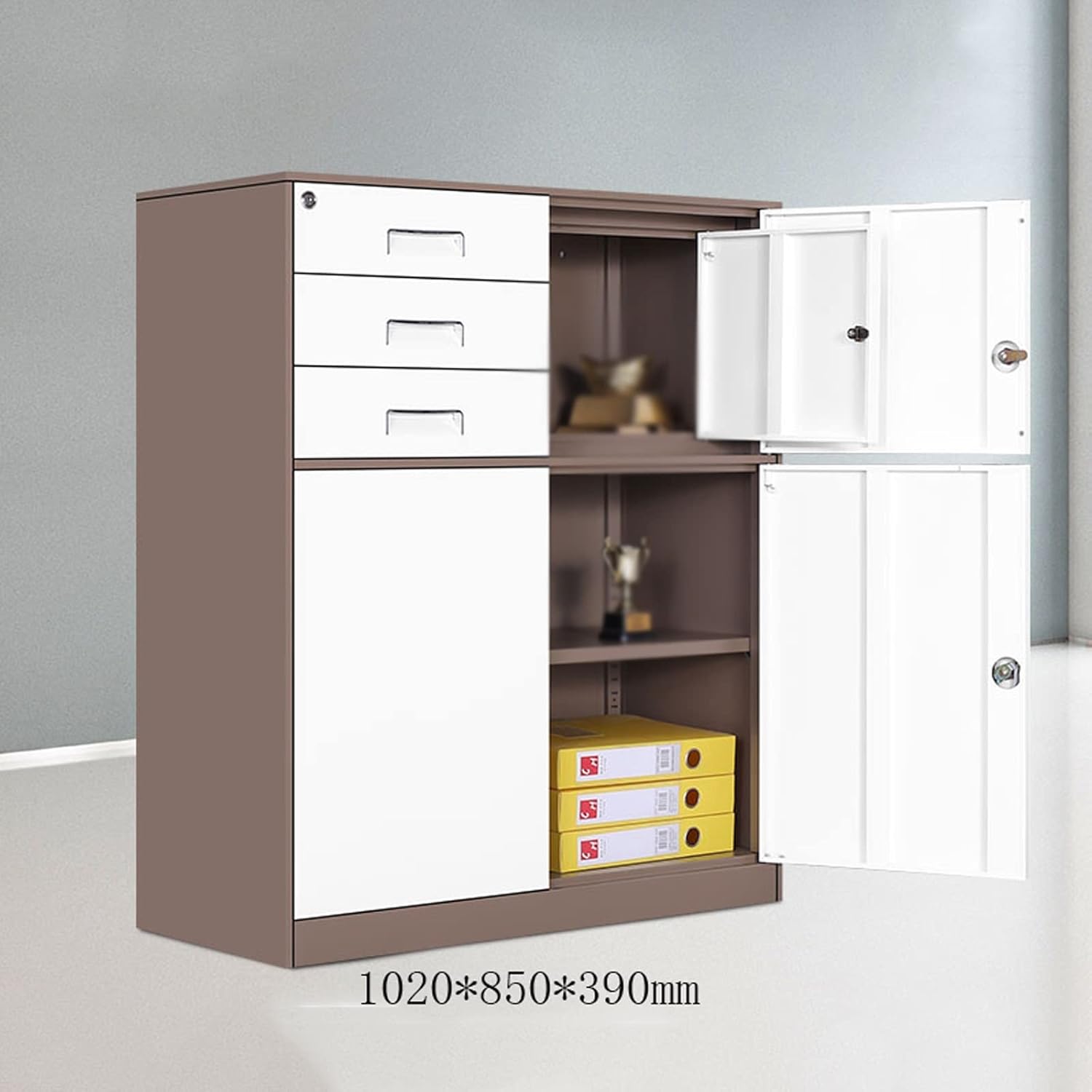 Large File Cabinet Office Filing Cabinet Metal Cabinets Storage Cabinets with Locks 4 Styles Brown Filing Cabinet (Size : 3) ()