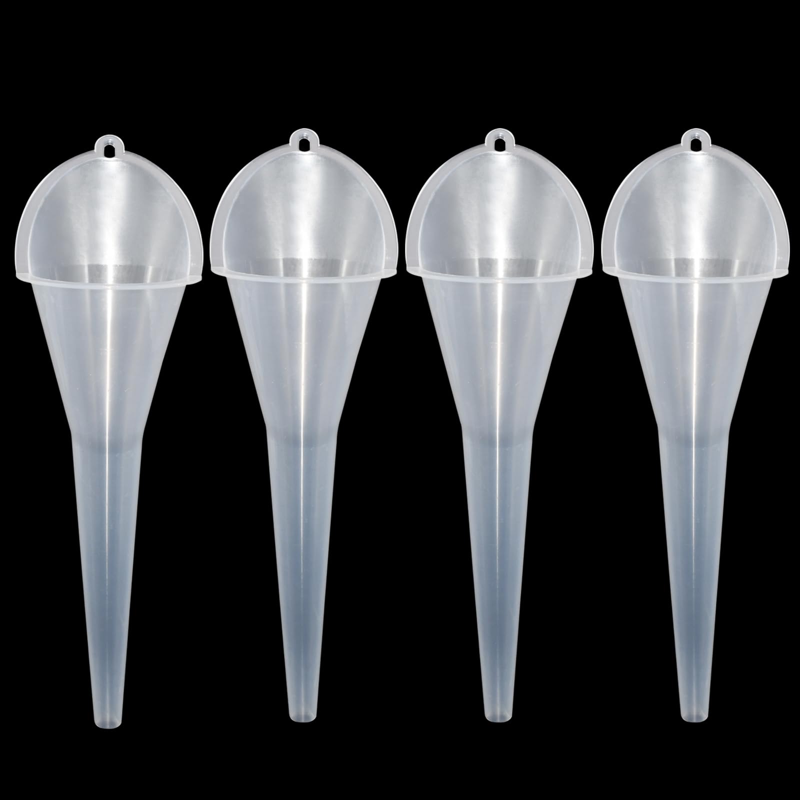 Photo 1 of 4 Pcs Long Neck Oil Funnel for Automotive, Wide Mouth Plastic Funnel, Long Transparent Funnel for Oil, Gas and Lubricants (4)