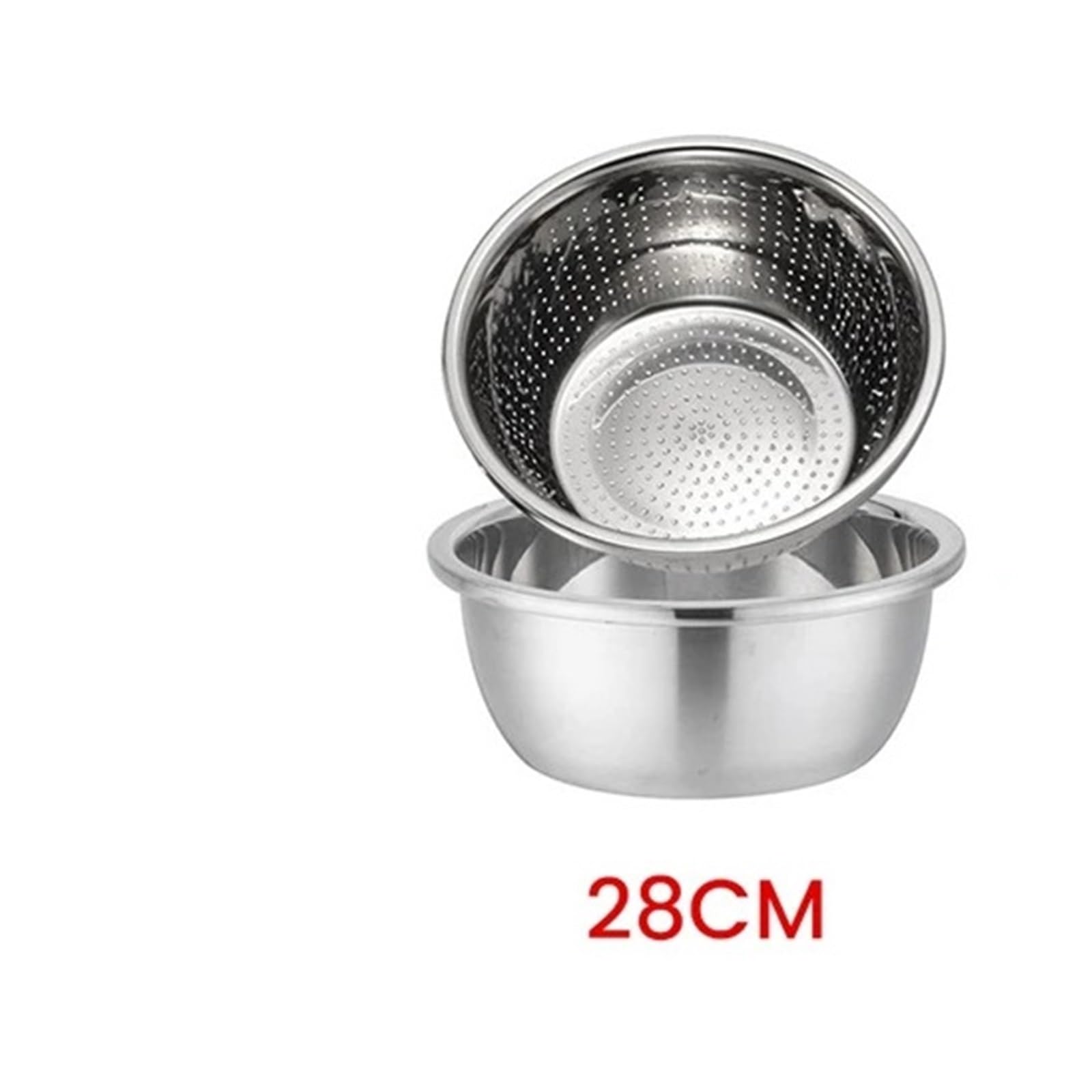 2 tazones de acero inoxidable for mezclar, ensaladera, cuencos de metal con filtro de agua, cuenco de acero inoxidable fácil de usar, 28 cm Bol Acero Inoxidable