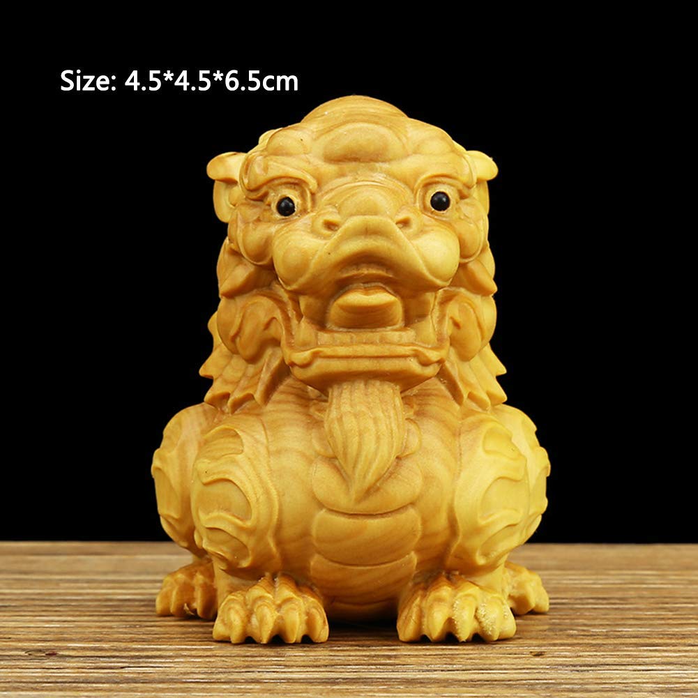 Ornamenti Feng Shui Statue Chi Lin/Kylin ricchezza prosperità, Figurine sculture Ornamenti Chi Lin/Qi Lin, Decorazione Domestica attrarre ricchezza e buona Fortuna,Legno