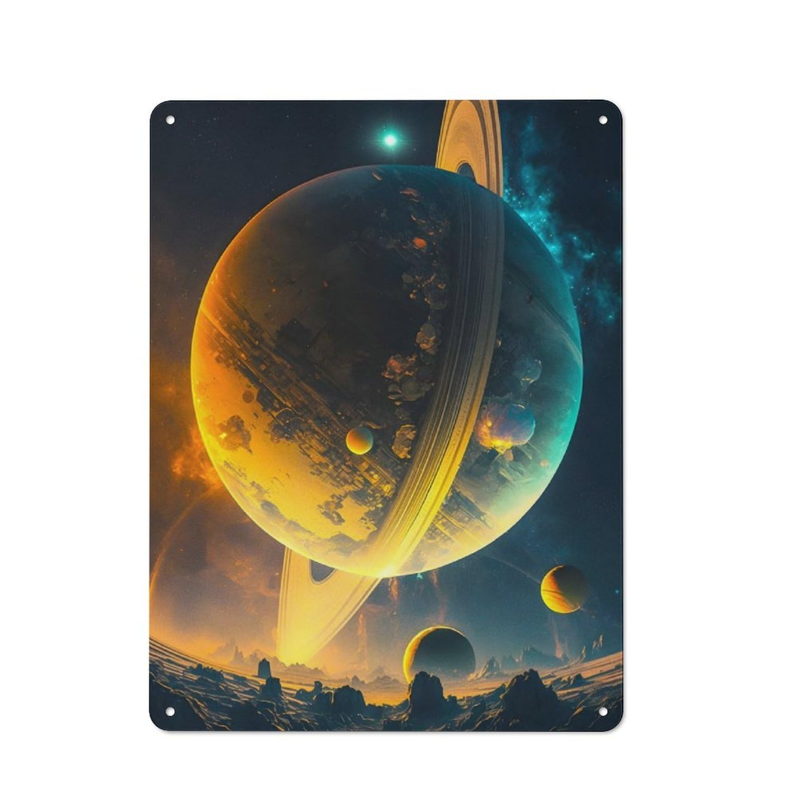 Junmoney Saturnus 40X30cm Retro Metal Sign With For Café Or Restaurant, For Collectors Decorating Cafés And Restaurants