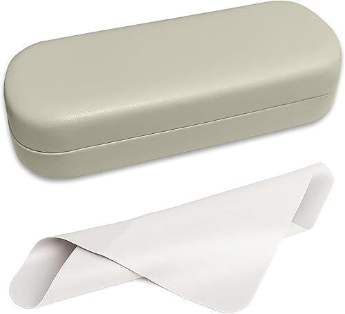 Estuche para gafas de sol, funda rígida de piel sintética para gafas de sol, Beige