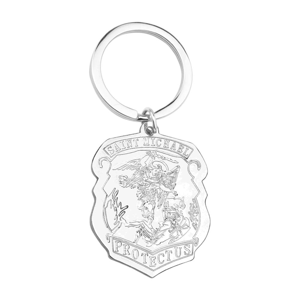 Anlive Saint Michael Necklace Keychain The Archangel Medal Pendant Jewelry Catholic Gifts