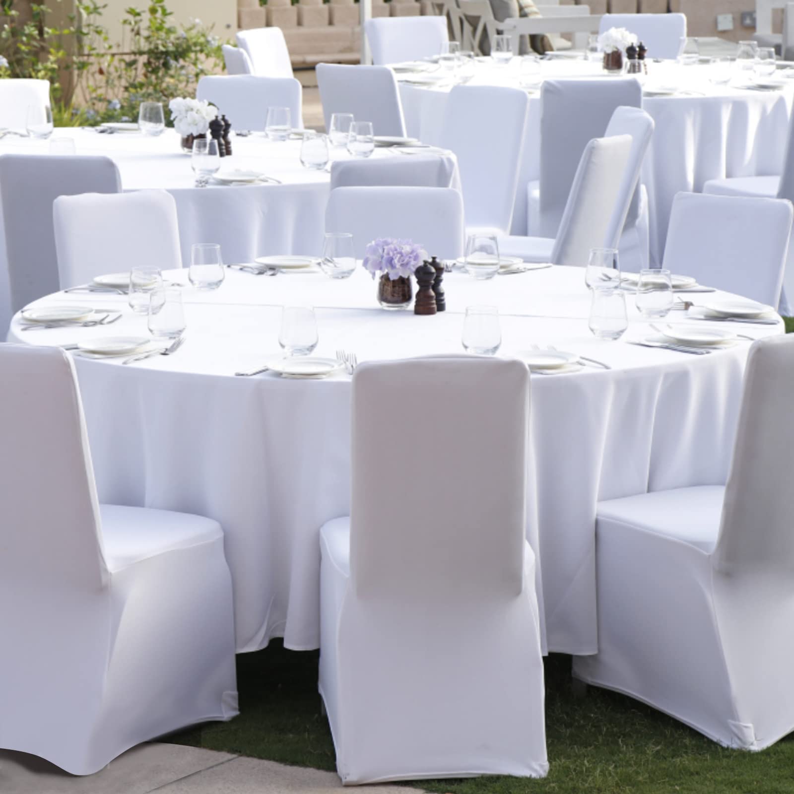 UISEBRT 100 Stück Universell Stuhlhussen Stretch Weiß Stuhlbezüge Moderne für Hochzeiten und Feiern Geburtstag Dekoration (100 Stück)