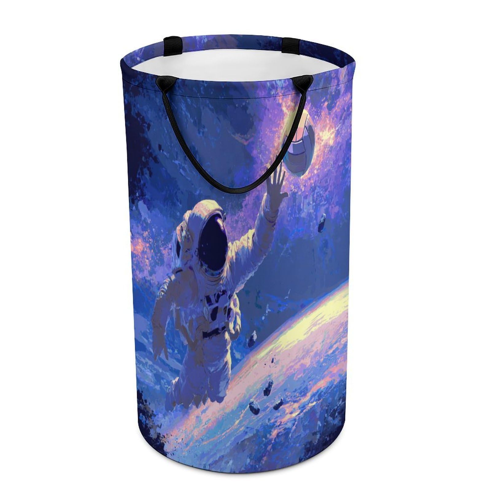 LUYYSKY Classic Cool Astronaut Collapsible Dirty Clothes Basket, Modern Aesthetic Galaxy Outer Space Astronaut Sports Theme Volleyball Portable Clothes Storage Basket